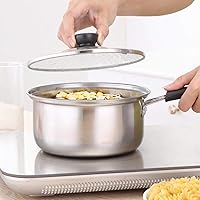 Frying Pan With Lid Stainless Steel Saucepan Milk Noodle Pan Pot with Glass Lid Kitchen Cooking Tools