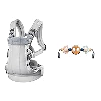 BabyBjörn Baby Carrier Harmony, 3D mesh, Silver & Toy for Bouncer, Googly Eyes Pastels