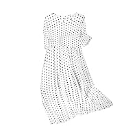 Women's Summer Dresses Casual Polka Dot Dress Summer Mid Length Dress A Line Dress for Women(White,Large)