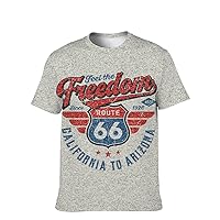 Unisex USA Novelty T-Shirt Funny Crewneck Short-Sleeve Colors-Graphic: Performance Adult Comfort Soft 3D Route 66 Hipster