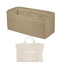 Purse Handbag Silky Organizer Insert Keep Bag Shape Fits Chanel Deauville Canvas Bags S/M/L bags, Luxury Handbag Tote Lightweight Sturdy(New Small,S2 trench)