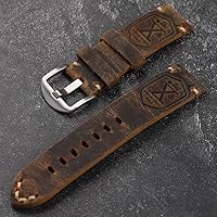Premium Thick Italian Leather Handmade Watch Strap 23mm Flottiglia MAS Dark Brown