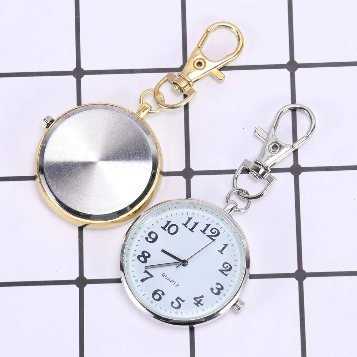 NICERIO 2pcs, Nurse Pocket Watch Keychain - Vintage Round Classical Pocket Key Chain Watch Pendant Pocket Watch for Nurse Doctor