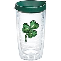 Tervis Shamrock Made in USA Double Walled Insulated Tumbler Cup Keeps Drinks Cold & Hot, 16oz, Clear