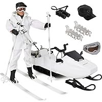 Click N' Play Action Figure Military Snowmobile 15 Piece Set, Military Action Figures and Army Toys for Boys 8-12