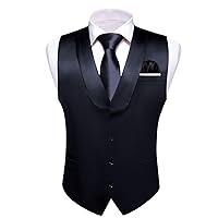 Mens Business Vest Shawl Collar Suit U-Neck Waistcoat Pocket with White Edges Slim Fit Wedding Formal Tuxdeo