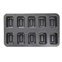 10 Cup Financier Cake Baking Pan Mini Brownie Bite Square Muffin Cupcake Small Banana Bread Loaf Meatloaf Cornbread Nonstick Madeleine Cookie All Edge Only Corner Individual Tin Tray Mold