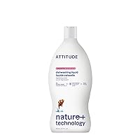 ATTITUDE Dishwashing Liquid, EWG Verified, Advanced Degreasing Power, Plant- and Mineral-Based Ingredients, Vegan and Cruelty-free, Unscented, 23.7 Fl Oz