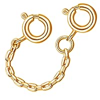 Bracelet Extender Chain Clasp 24k Gold Plated Necklace Jewelry Chain Extension Sterling Silver Safety Chain for Jewelry Making, 3mm Width 2.3
