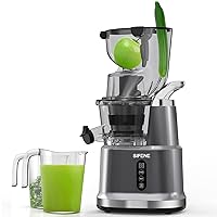 Cold Press Juicer Machine, SiFENE Slow Masticating Juicer, Big Mouth 83mm Opening Ideal for Whole Fruits & Vegetable, Easy-Clean, Quiet Motor, High Yield, BPA-Free, Gray