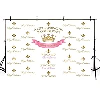 MEHOFOTO Little Princess Baby Shower Banner Photo Studio Booth Background Pink Crown Girl Royal Celebration Step and Repeat Backdrops for Photography 7x5ft