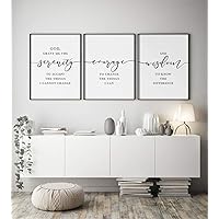 Home Decor Sign Wall Art 3 Pieces Serenity Prayer Poster Prints Addiction Recovery Canvas Painting Framed Artwork for Living Room Bedroom Decoration