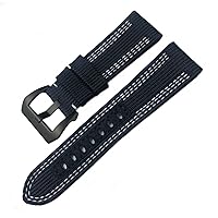 Canvas+Leather Sport Watch Band，For Panerai Submersible Luminor PAM 24mm 26mm Series, Nylon Fabric Watch Strap for 22/24mm Replacement Accessories