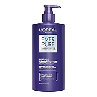 L’Oreal Paris Sulfate Free Brass Toning Purple Conditioner for Blonde, Bleached, Silver, or Brown Highlighted Hair, EverPure, 23 Fl Oz (Packaging May Vary)