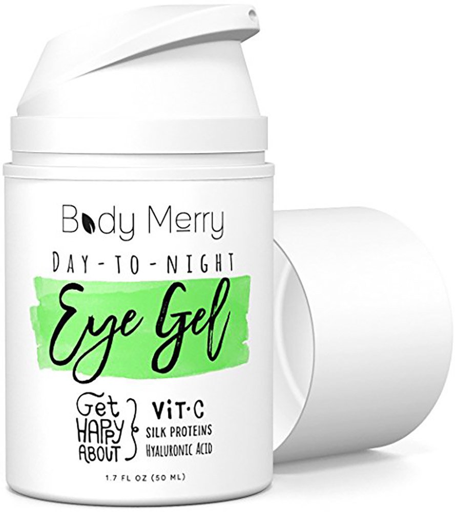 Body Merry Day-to-Night Eye Gel – Anti-Aging Hyaluronic Acid and Vitamin C Treatment – Hydrating Brightener to Lift Puffy Eyes, Dark Circles, Fine Lines and Wrinkles, 1.7 fl oz