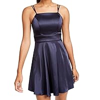 Womens Juniors Satin Fit-N-Flare Party Dress