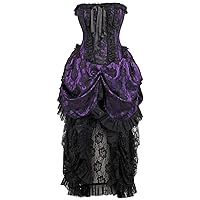 Daisy corsets Womens Top Drawer Steel Boned Purple W/Black Lace Bustle Corset DressCorset