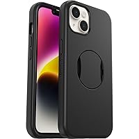 OtterBox iPhone 14 and iPhone 13 OtterGrip Symmetry Series Case - BLACK, built-in grip, sleek case, snaps to MagSafe, raised edges protect camera & screen