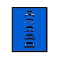 CUSTOMIZABLE COLOR: Chevy Corvette Z06 Generations Inspired Car Poster - Handmade Print of Chevrolet Corvette C2 C5 C6 C7 C8 Z06 17x22
