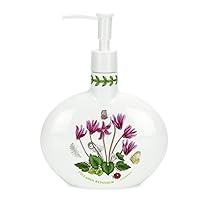 Portmeirion Botanic Garden Oval Soap Dispenser | 7.5 Inch Lotion/Soap Dispenser for Home and Kitchen Use | Cyclamen Motif | Made in England from Fine Earthenware