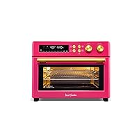 Limited Edition Happy Pink Infrared Heating Air Fryer Toaster Oven, Extra Large Countertop Convection Oven 10-in-1 Combo, 6-Slice Toast, Enamel Baking Pan Easy Clean with Recipe Book