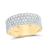 The Diamond Deal 10kt Yellow Gold Mens Round Diamond 4-Row Pave Band Ring 3-3/8 Cttw