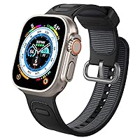 Caseology Athlex Band Breathable hybrid Silicone structure for Apple Watch Band for Apple Watch Ultra (49mm), Series 8/7 (45mm), Series SE2/6/SE/5/4 (44mm) Solo Loop Band Strap - Active Black