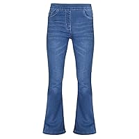 Girls Denim Jeans Comfort Stretchy Dark Blue Jeggings Flared Bell Bottom Pants Trendy Fashion Jeans for Girls