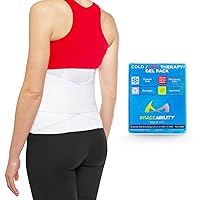BraceAbility Women's Back Brace + Heat/Ice Pack - Lower Back Pain Relief Discreet Lumbar Support with Microwavable, Flexible Gel Compress Hot or Cold Therapy Pack (M)
