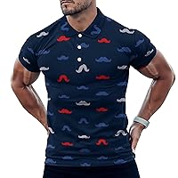 Mustache Pattern Men's Polo-Shirts Short Sleeve Golf Tees Outdoor Sport Tennis Tops