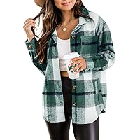 Beaully Women's 2024 Fall Clothes Plaid Shacket Jacket Long Sleeve Button Down Flannel Shirts Fashion Jacket