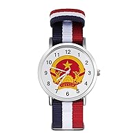 Coat Arms of Vietnam Printed Quartz Watches Fashion Arabic Numerals Wrist Watch with Adjustable Strap for Men Women