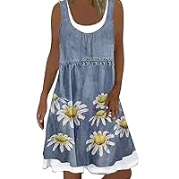 Spring Maxi Dresses for Women 2024 Trendy,Women Summer Beach Spring Striped Print Cute Dress Sundress Sleeveles