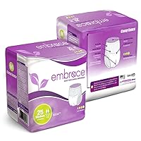 Embrace™ Premium Protection Incontinence Underwear, Maximum Absorbency and Protection, Breathable Cloth for Exceptional Comfort, Odor Protection, Discreet Fit, Medium, Pack of 25