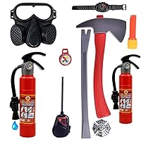 Firefighter Costume Set for Kids, Fireman Role Play Dress Up Toys with 8 PCS Fire Fighter Accessories