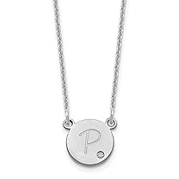 Jewels By Lux 10K Gold Initial Circle with Diamond Cable Chain Necklace (Length 18 in)
