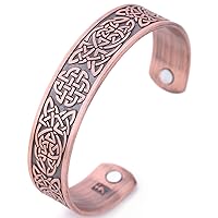 Classic Irish Celtic Knot Bracelet Magnetic Therapy Cuff Bangle Irish Pattern Jewelry (Antique Copper)