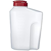 3 Quart Mixing Easy Pour Bottle with Measurements Rounded Grip, Tighten Square Cap with snap Lock Cap, Clear and Red