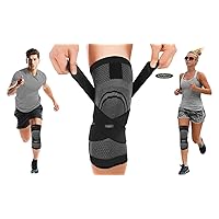 Compression Knee Sleeve - Best Knee Brace for Men & Women Anti-Slip - Prevent Injuries, Pain Relief, Improves Mobility-Crossfit,Weightlifting,Power Lifting,Run Jog- M-16.0-17.75 inches- 1- Leg