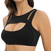 Push Up Sports Bra for Women Padded Sexy Hollow Yoga Bra Cut Out Workout Crop Top Medium Support