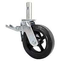 Metaltech 8 Inch Scaffolding Heavy Duty Caster Wheel w/Double Locks Compatible with Exterior Standard & Arch Frame Scaffolds, 750 Lb Capacity, 1 Ct
