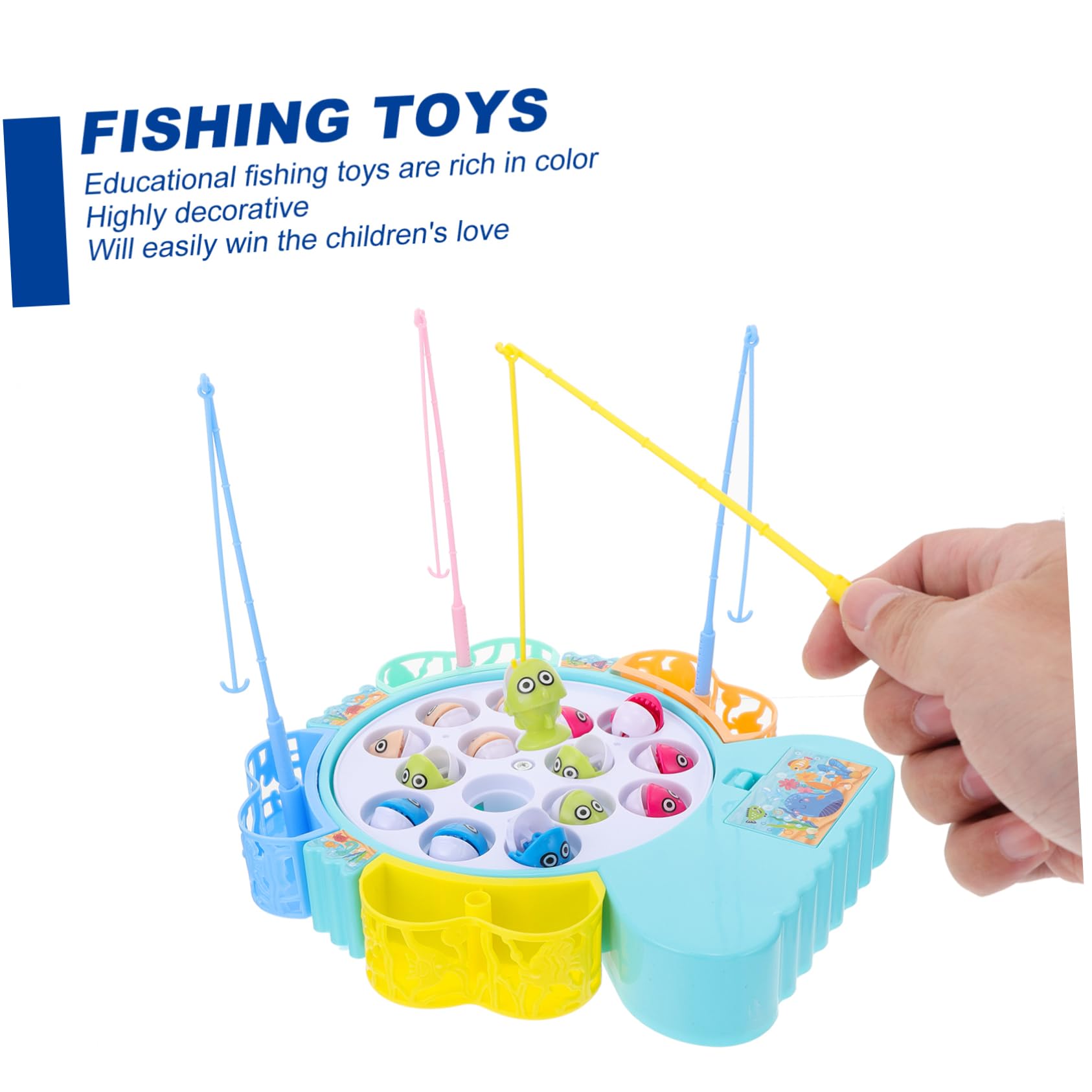 ERINGOGO 3 Sets Children's Fishing Toys Educational Toys for Kids Funny Children Fishing Toy Kids Musical Toys Children Toys Fish Catching Toys Brain Toy Electronic Gift to Rotate Plastic