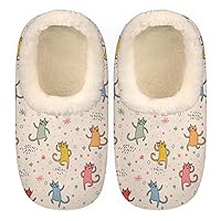 Funny Dancing Cats Women's Slippers, Animal Soft Cozy Plush Lined House Slipper Shoes Indoor Non-Slip Slippers for Girls Boys Teenager