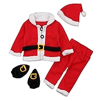 Toddler Boy Dinosaur Birthday Toddler Baby Boys Girls Christmas Santa Outwear Fleece Warm Cosplay Set (Red, 6-12 Months)