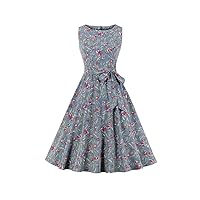 Women's Floral 1950s Vintage Swing Cocktail Party Dress