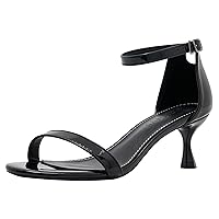 Women Single Strap Evening Heels Open Toe Heeled Sandals Black Patent Leather Party Dressy Shoes