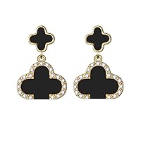 Clover Necklace Clover Earrings Lucky Clover Sets Black Red White Clover Pendant 18K Gold Plated Fashion Jewelry for Women Girls Bring Good Luck