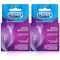 Extra Sensitive Ultra Thin Lubricated Latex Condoms - 3 ct, Pack of 2