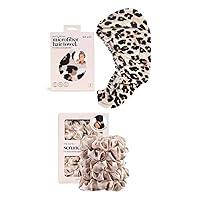 Kitsch Microfiber Hair Towel Wrap & Satin Hair Scrunchies (Leopard) Bundles with Discount