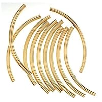 10pcs Adabele Authentic Gold Plated Sterling Silver Sleek Curved Noodle Tube Connector Loose Beads 30mm x 1.5mm Tube (1.2mm Hole) SS272